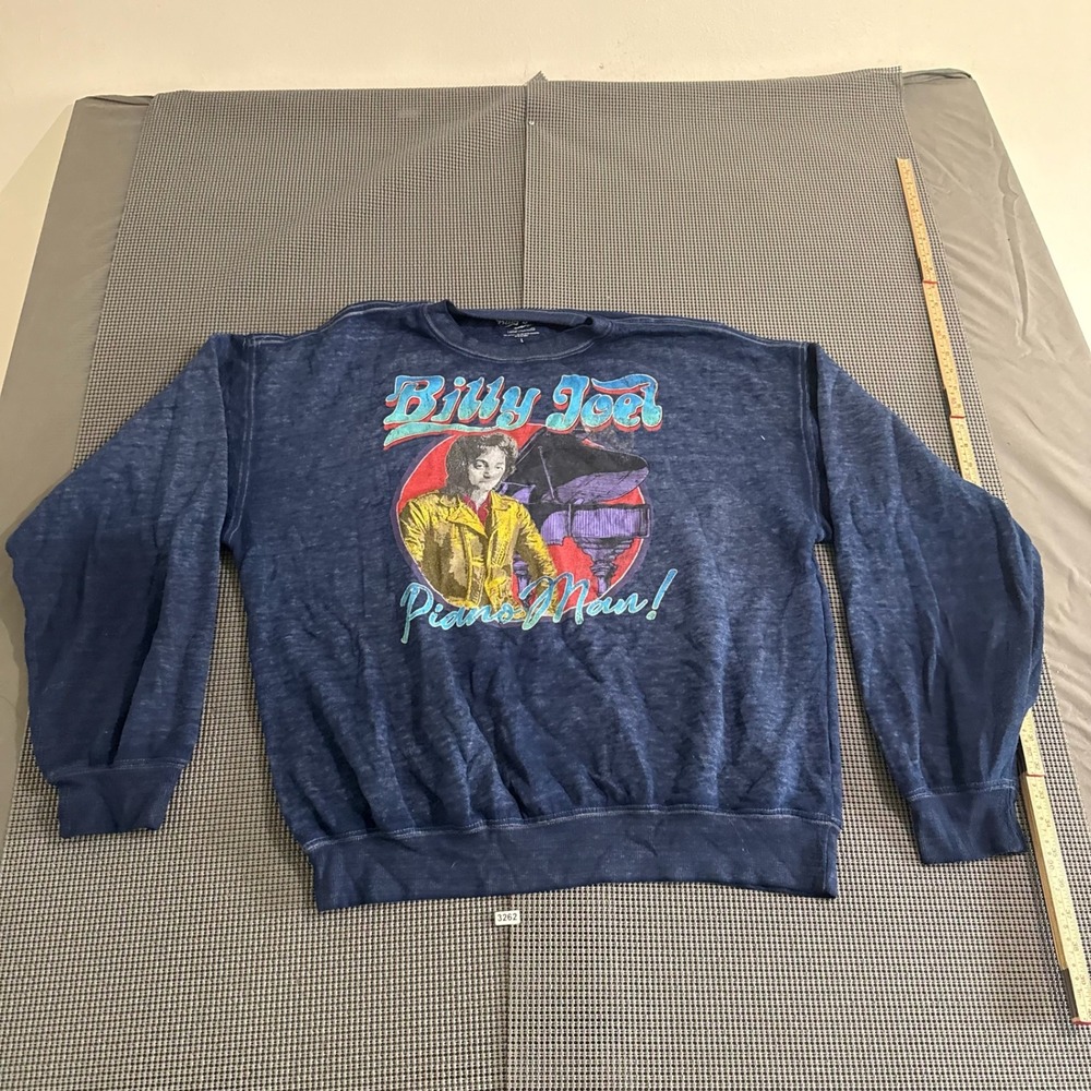 Billy Joel Piano Man Graphic Sweatshirt Blue Crewneck Size L